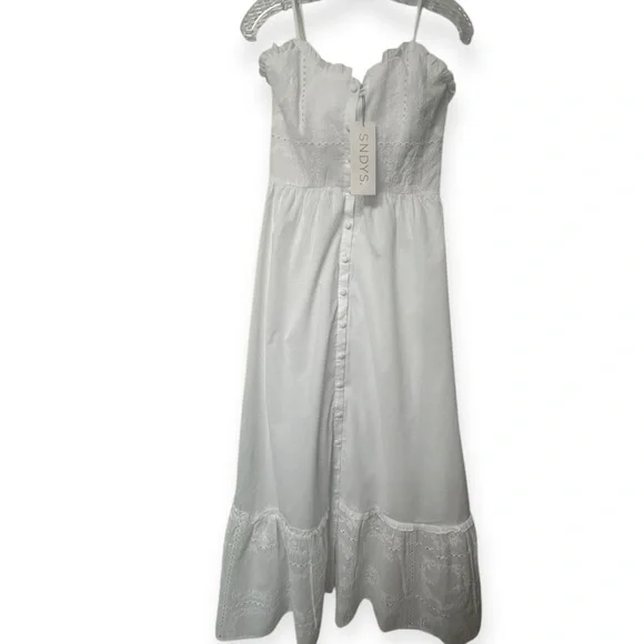 Revolve SNDYS NWT Broderie embroidered cami button maxi dress - Picture 6 of 9